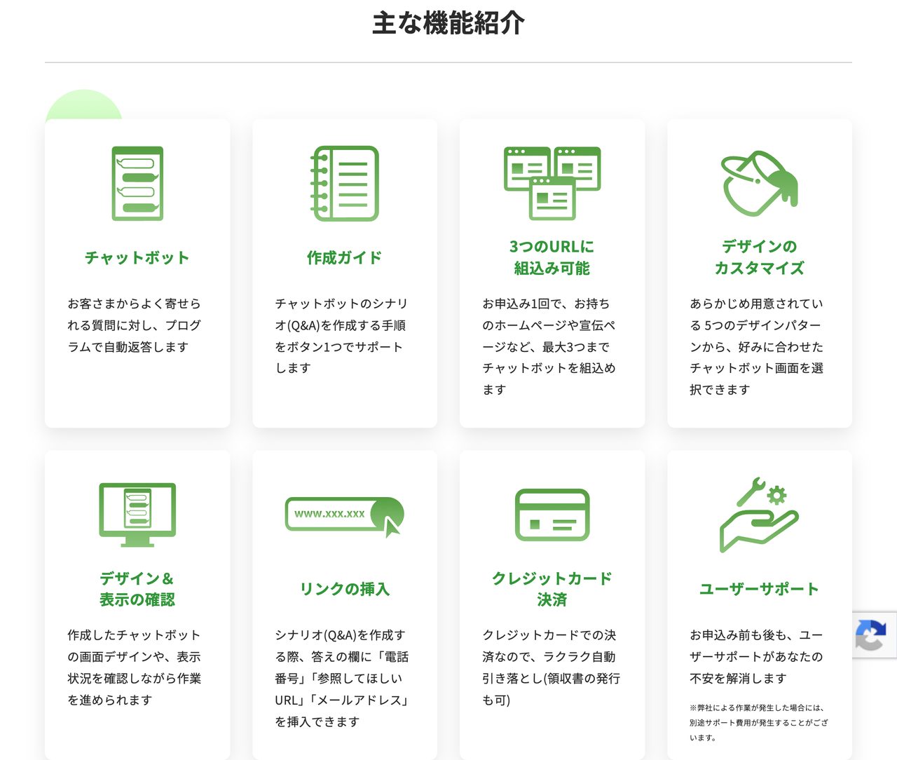 ちゃちゃっとボット 主な機能一覧