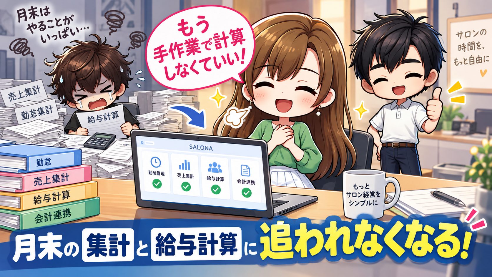 メリット1:月末の集計と給与計算に追われなくなる
